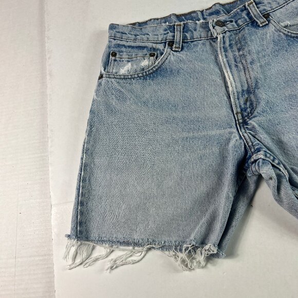 VTG 80s Levi's Jean Shorts Men's 29* Light Blue Faded Cut Off Frayed Denim Jorts - Picture 2 of 16